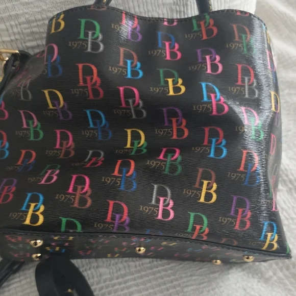 Dooney & Bourke Black Multicolor Logo Shoulder Bag - Picture 5 of 6